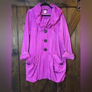 Women's Pink Jacket with Cowl Neck